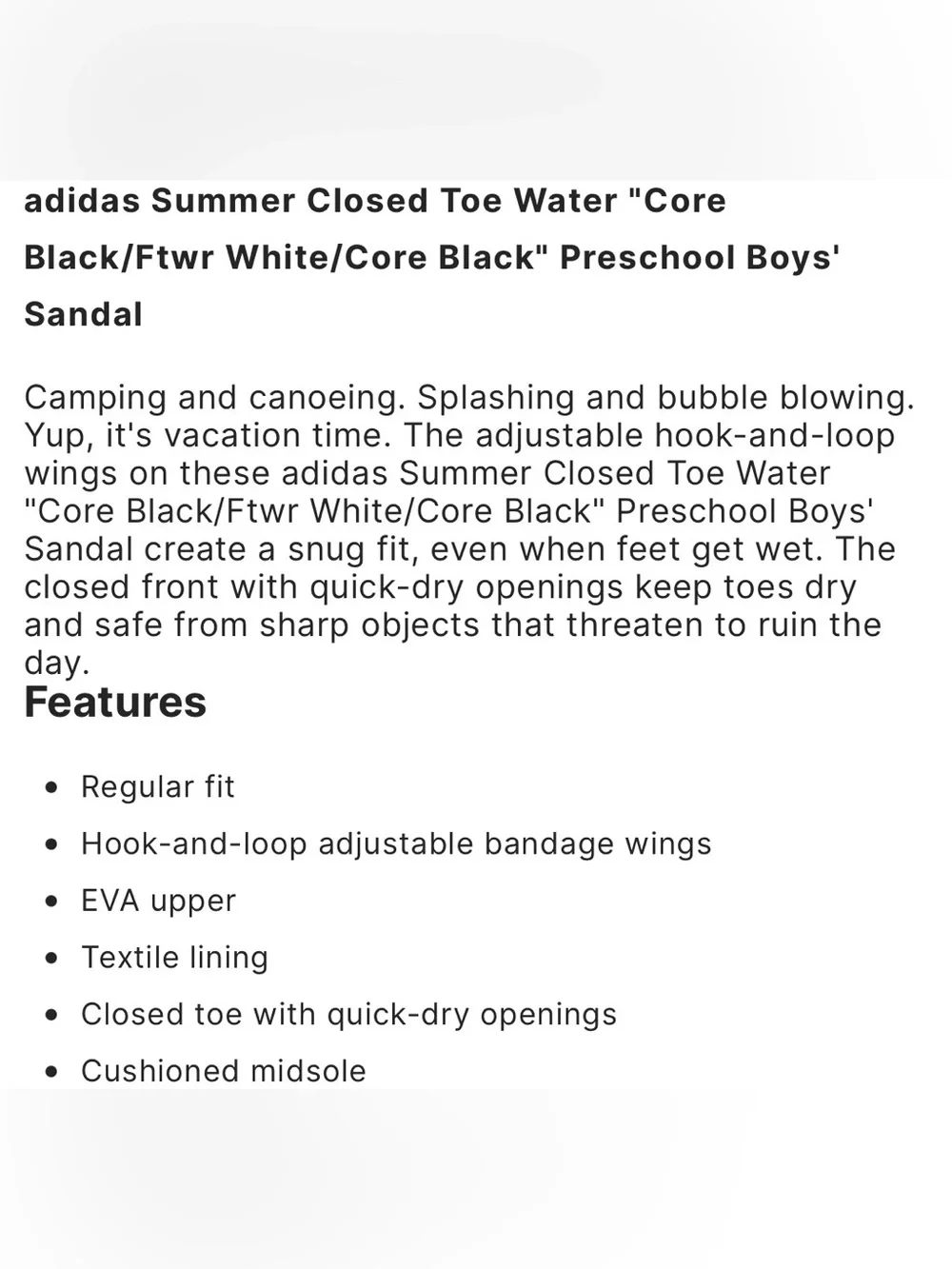 📣Adidas Black and White Summer Closed Toe Water Sandals